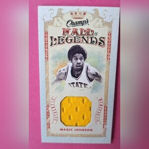 2009-10 UD Champs Magic Johnson Hall of Legends game used MINI patch card
